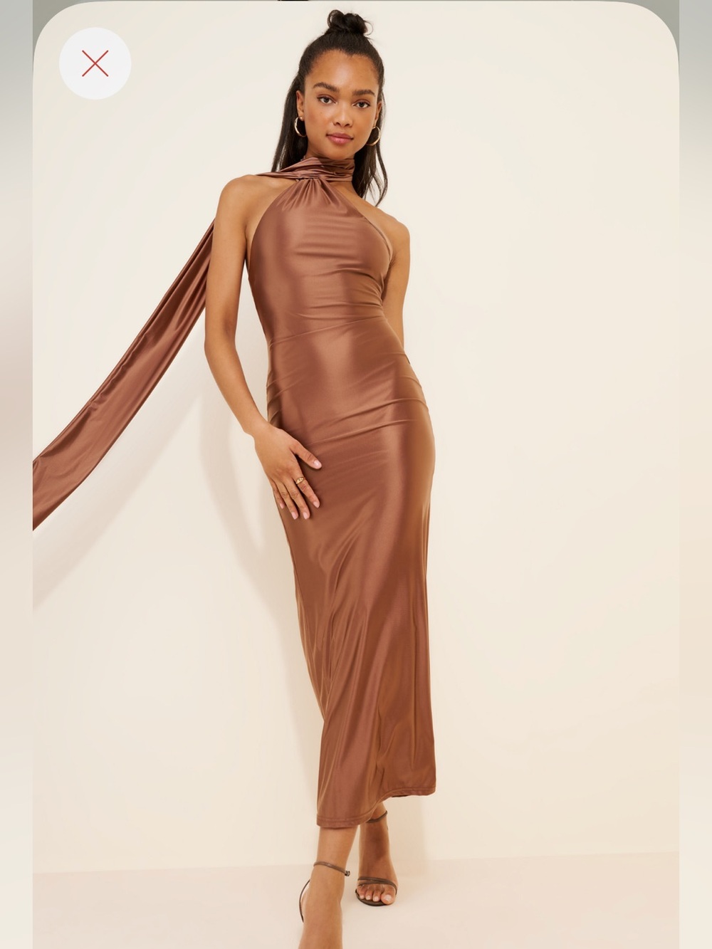 Rare London Asymmetric Neck Scarf Maxi Dress